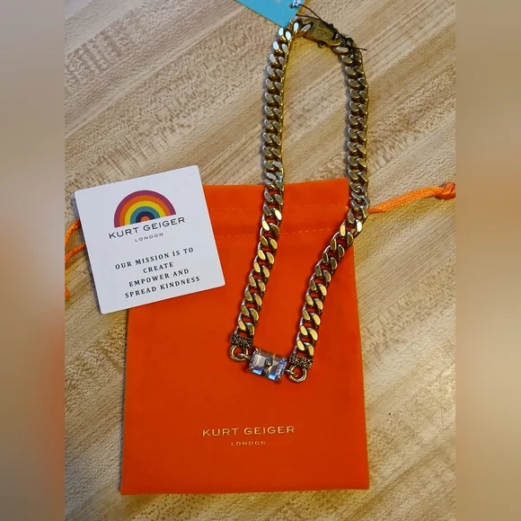 Kurt Geiger NWT Chunky Necklace W/Rhinestone Embelishments & Dustbag - Picture 5 of 5